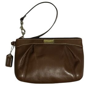 Coach Legacy Brown Leather Zipper Wristlet